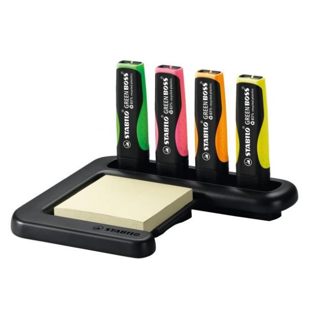 Sada zvýrazňovačov STABILO GREEN BOSS  4 ks Stolný set  zelená, ružová, oranžová, žltá_1