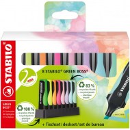 Sada zvýrazňovačov  STABILO GREEN BOSS   8S so 4 rôznymi pastelovými a neónovými farbami_1