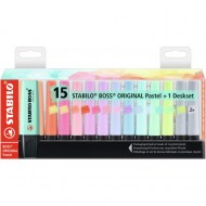 Sada zvýrazňovačov  STABILO BOSS ORIGINAL Pastel  15 ks Stolný set   so 14 rôznymi farbami
