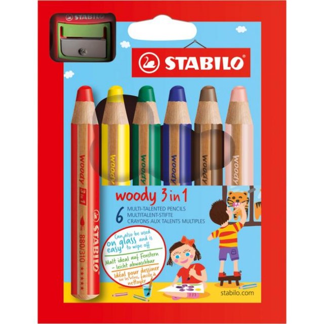 Farbičky STABILO woody 3 in 1 6 ks Sada v kartónovom obale so strúhadlom_1