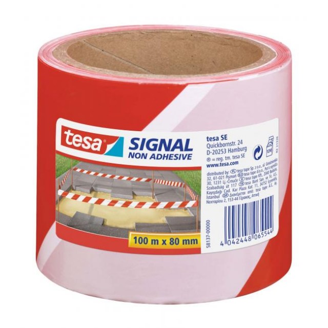Výstražná páska nelepivá TESA Signal 80mm x 100m červeno-biela_1