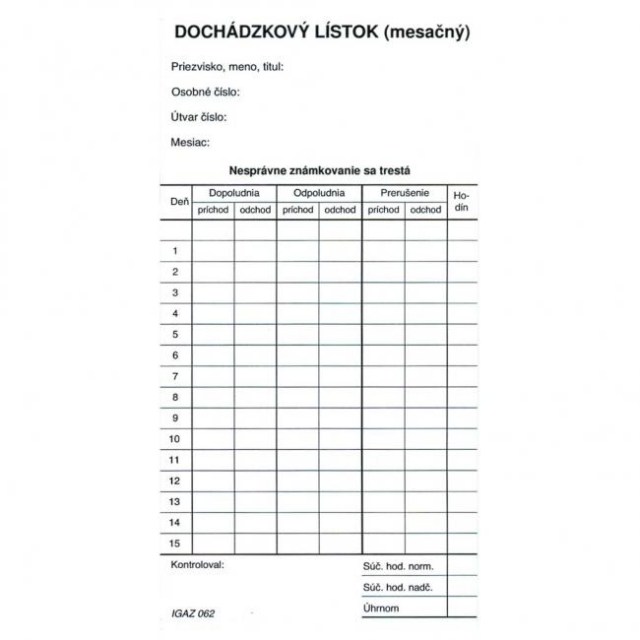 Dochádzkový lístok mesačný (kartón)_1
