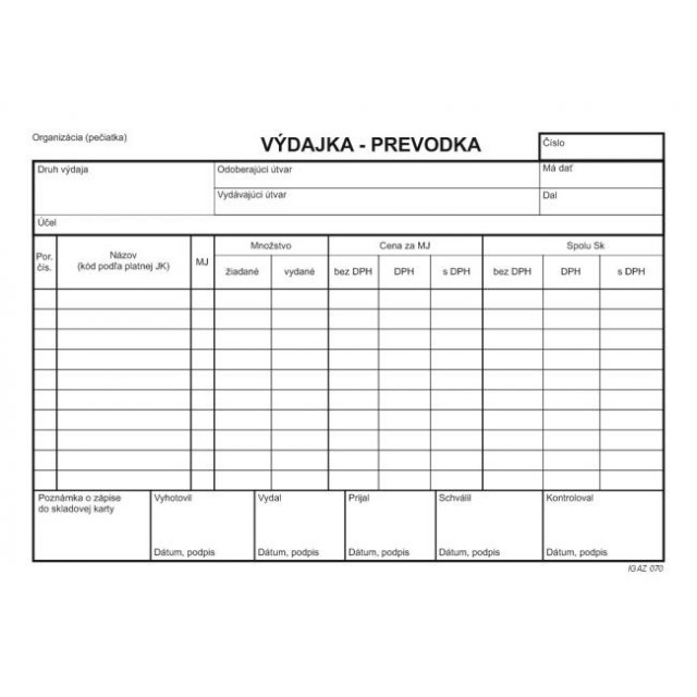 Výdajka - prevodka A5 s DPH samoprepis s kart.obálkou a podložkou_1