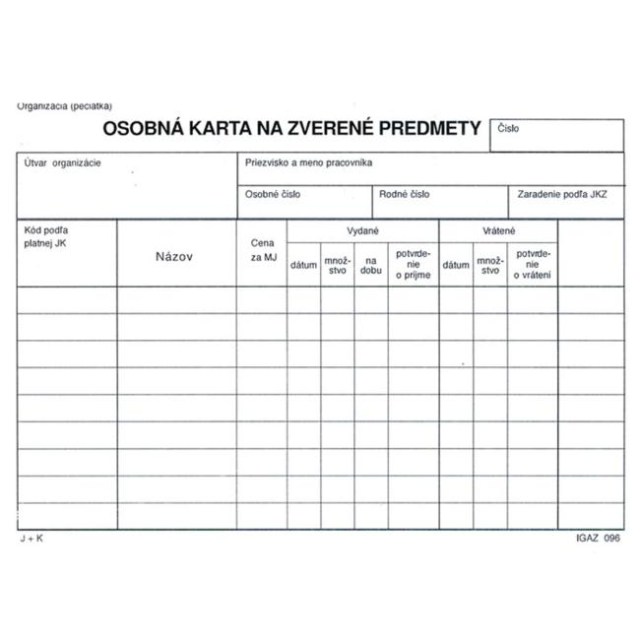 Osobná karta na zverené predmety_1