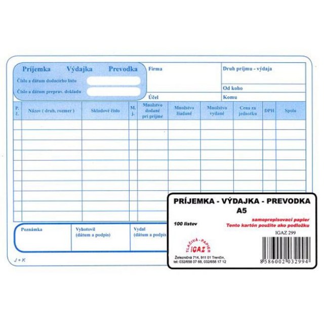 Príjemka - výdajka - prevodka A5 samoprepis_1