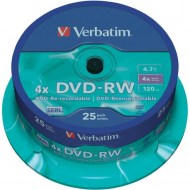 Verbatim DVD-RW 4x 4,7GB cake 25 ks_1