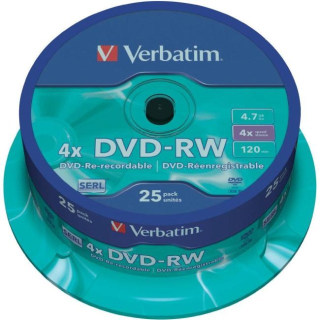 Verbatim DVD-RW 4x 4,7GB cake 25 ks_1