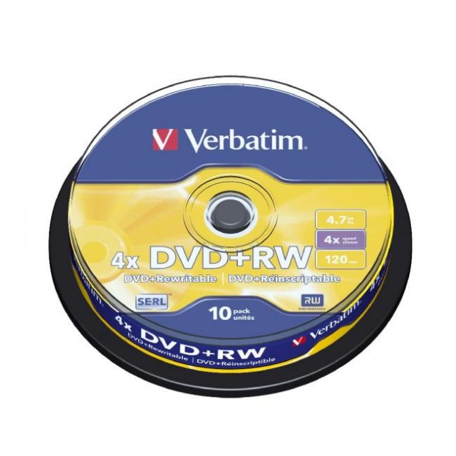Verbatim DVD+RW 4x 4,7GB cake 10 ks_1
