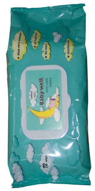 Baby well vlhčené utierky - zelenomodré ALOE VERA_1