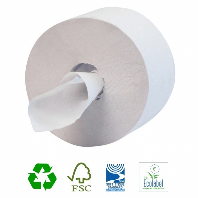 Toaletný papier (Tissue) 2vrstvý biely JUMBO O20cm 13,4cm x 200m [6 ks] (nahrada 472242)_2