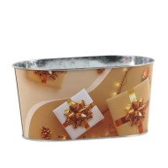Kvetináč plechový 225x110 mm oválny, darčeky, biela, zlatá_1