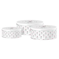 Dóza plechová 3ks set 200x90/185x80/140x65 mm guľatá MISTLETOE MAGIC, biela, modrá_1