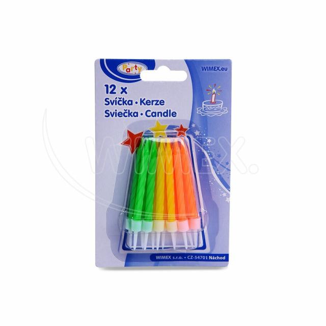 Narodeninová sviečka so stojančekom neónová O5 x 60 mm [12 ks]_7