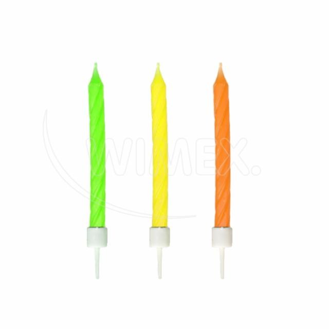 Narodeninová sviečka so stojančekom neónová O5 x 60 mm [12 ks]_1