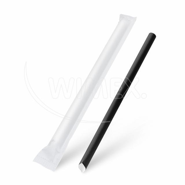 Slamka papierová Bubble Tea čierna O12mm x 21cm jednotlivo balená [100 ks]_4