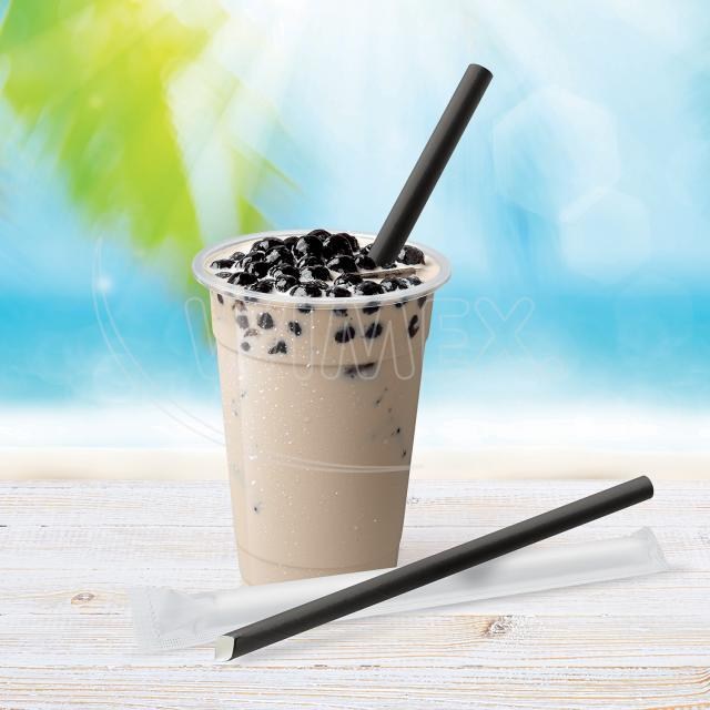 Slamka papierová Bubble Tea čierna O12mm x 21cm jednotlivo balená [100 ks]_3