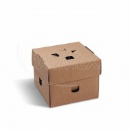 Burger box (PAP FSC Mix) rozkladací nepremastiteľný kraft 120 x 120 x 100 mm [100 ks]_1