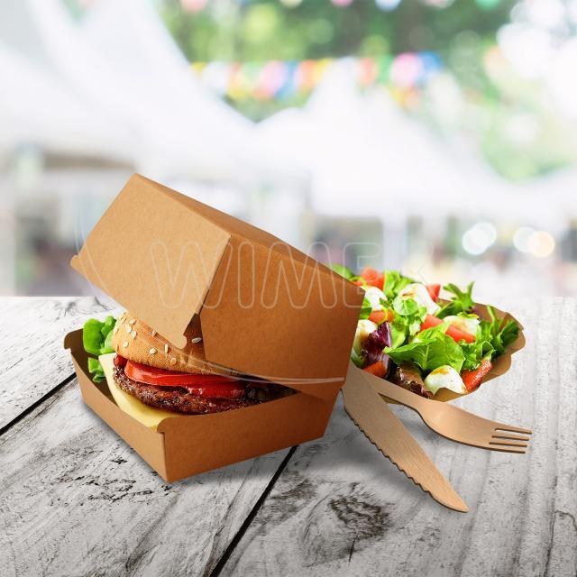 Burger box (PAP FSC Mix) nepremastiteľný kraft 110 x 110 x 90 mm [50 ks]_6