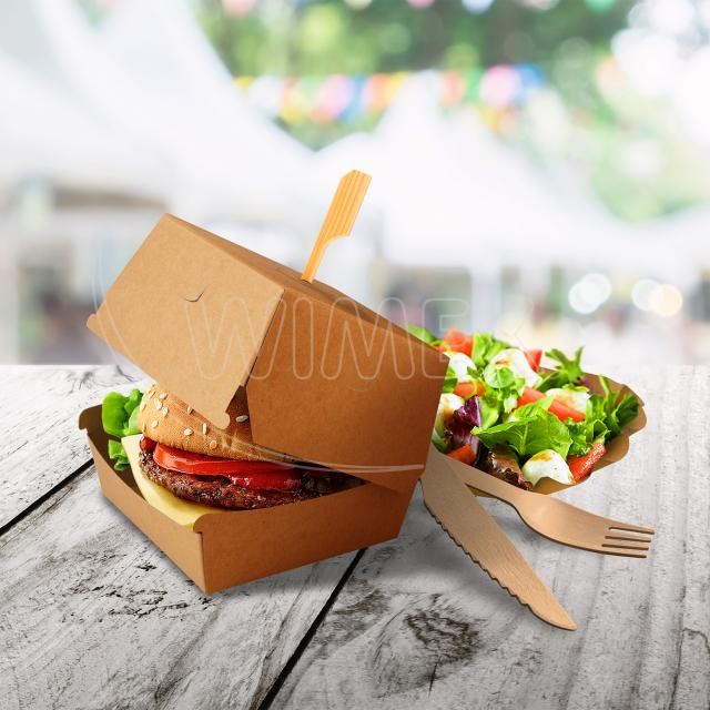 Burger box (PAP FSC Mix) nepremastiteľný kraft 135 x 135 x 100 mm [50 ks]_9