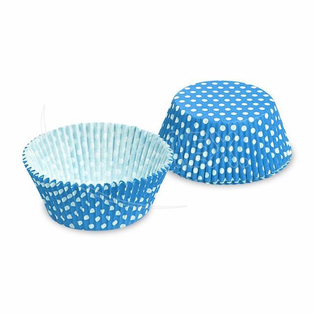 Cukrárenský košíček (PAP) Bodky bielo/modrý O50 x 30 mm [40 ks]_5