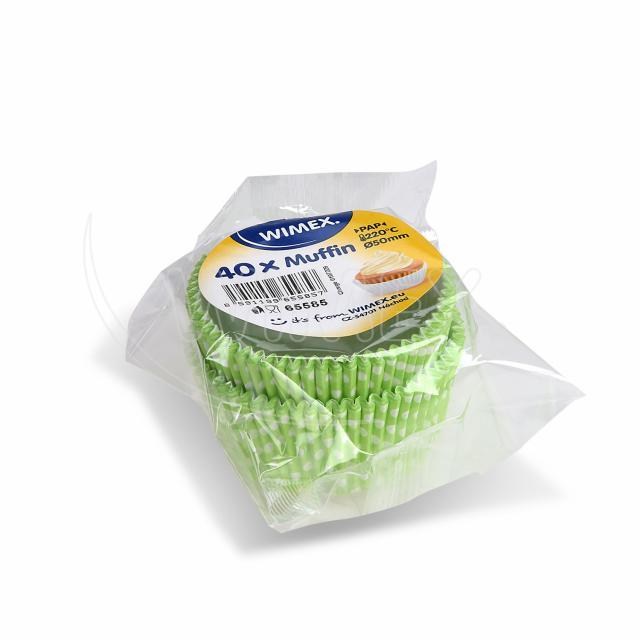 Cukrárenský košíček (PAP) Bodky bielo/žltozelený O50 x 30 mm [40 ks]_5