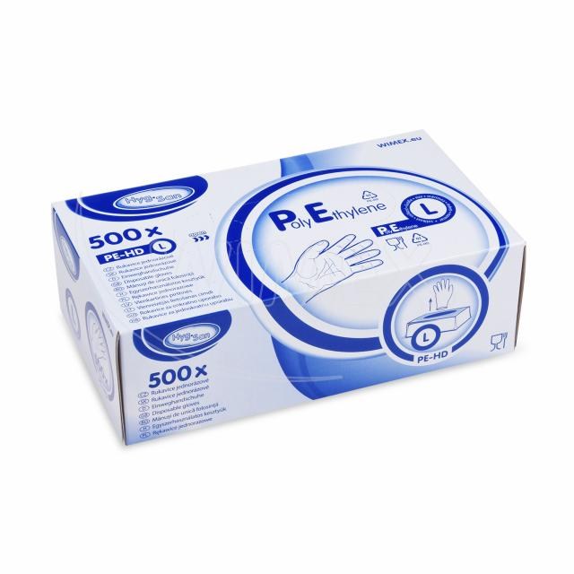 Rukavica (HDPE) jednorázová transparentná L v boxe [500 ks]_2