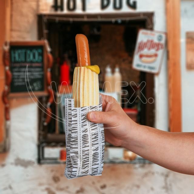 Papierové vrecko (FSC Mix) nepremastiteľné Street Food 8+4 x 17 cm na párok v rožku [300 k