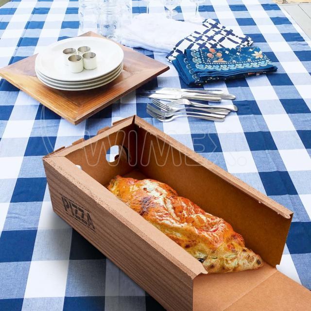 Krabica na pizzu (mikrovlnitá lepenka) Calzone kraft 30 x 16 x 10 cm [100 ks]_3