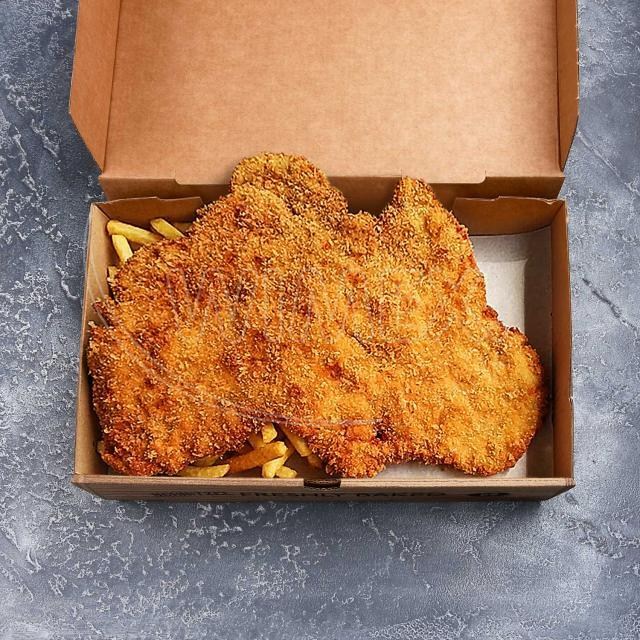 Schnitzel box (mikrovlnitá lepenka) kraft s potlačou 280 x 170 x 60 mm [100 ks]_3