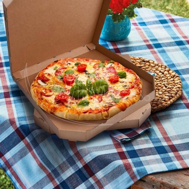 Krabica na pizzu (mikrovlnitá lepenka) kraft 33 x 33 x 3 cm [100 ks]_6