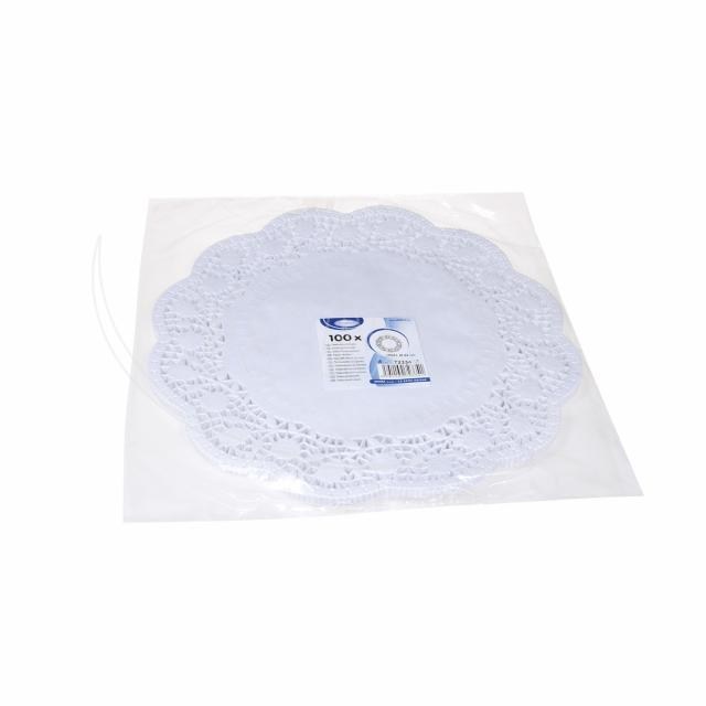 Dekoračná krajka (PAP) okrúhla biela O34cm [100 ks]_5