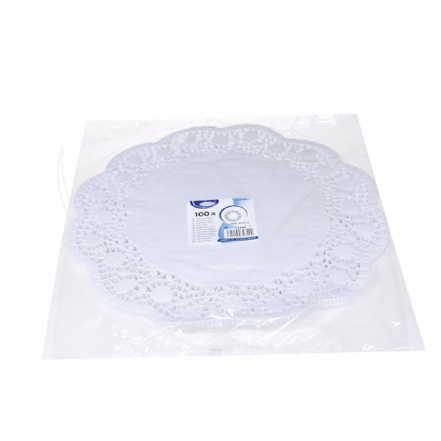 Dekoračná krajka (PAP) okrúhla biela O40cm [100 ks]_1