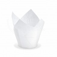 Tulipánový cukrárenský košíček (PAP) biely O50 x 85 mm / 16 x 16 cm [100 ks]_1