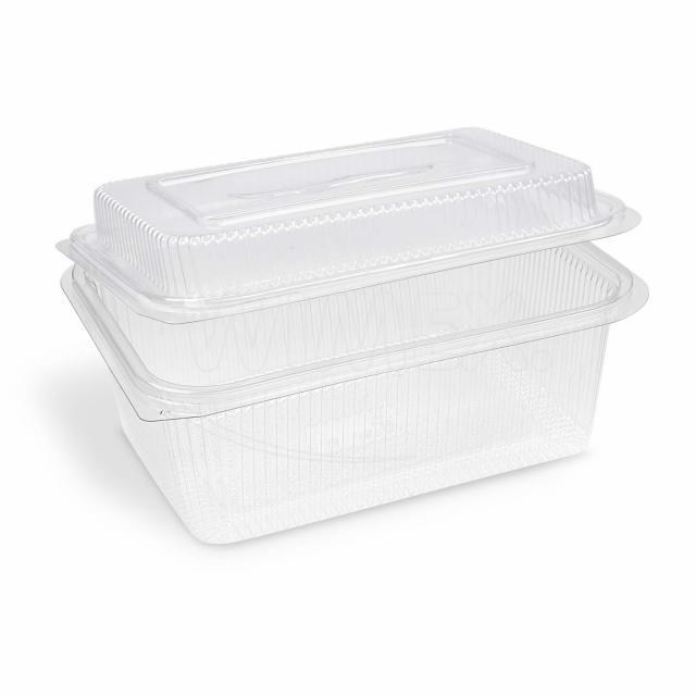 Miska (rPET) s viečkom hranatá priehľadná 2000 + 450 ml [50 ks]_1